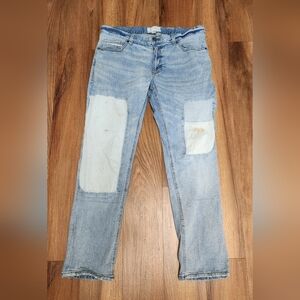 Sun + Stone Mens Sz 36 Washed Straight Fit Splatter Patchwork Artwork Jeans